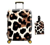 SichKards Luggage Cover Protector (S/M/L/XL),Universal Stretchable Suitcase Protector with Fashion Designs,Scratch Proof,Travel Accessories, Brown leopard print, L (for 26--28 inch luggage)