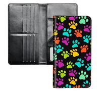 SichKards Ultra Slim Wallet for Women - PU Leather Travel Wallet with RFID Protection,Large Capacity Credit Card Holder for Cash,Tickets,Passport, Colorful Dog Paw, 7.95" x4.33" x0.9", Classic