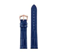SiChouwz 15mm 17mm 18mm 20mm Genuine Leather Strap Men's Women's Quick Release Cowhide Watch Band(Blue rose gold,15mm)