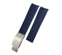 SiChouwz 19mm 20mm 21m Rubber Silicone Watchbands Compatible With Longines Hydroconquest L3.781 L3 41mm 43mm Dial Conquest Waterproof Watch Strap(Blue silver,19MM_WITH LETTERS)