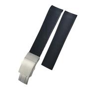 SiChouwz 19mm 20mm 21m Rubber Silicone Watchbands Compatible With Longines Hydroconquest L3.781 L3 41mm 43mm Dial Conquest Waterproof Watch Strap(Black silver,19MM_WITH LETTERS)