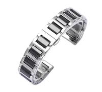 SiChouwz Ceramic Solid Stainless Steel Wrist Bracelet 12/13/14/15/16/17/18/19/20/21/22MM Premium Quality Watch Strap Quick Release Band(Silver-black,19mm)