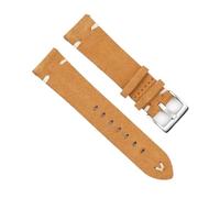 SiChouwz Genuine Leather Suede Watch Strap Retro Watchband 18mm 19mm 20mm 22mm Gray Blue Accessories(Tan-white wire,24mm)