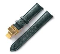 SiChouwz Leather Strap Litchi Grain Leather Butterfly Buckle 14 16 18 20 22 Mm Strap Black Brown Blue Watch Accessories(Dark green gold,13mm)