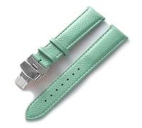 SiChouwz Leather Strap Litchi Grain Leather Butterfly Buckle 14 16 18 20 22 Mm Strap Black Brown Blue Watch Accessories(Light blue,13mm)