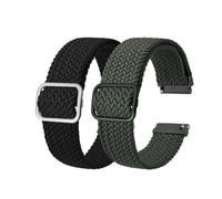 SiChouwz Stretch Nylon Watch Straps Bracelet 18mm 19mm 20mm 22mm Replacement Belt For Smartwatch With Quick Release Spring Bar(Black A Green B,18mm)