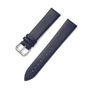 SiChouwz Thin Genuine Leather Watch Strap 8mm 10 12 13 14 15 16 17 18 19 20mm 21 22mm Smooth Watchband Stainless Steel Buckle Band(Dark blue,21mm)