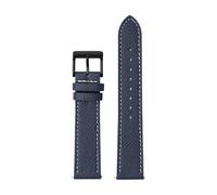 SiChouwz Watch Strap 18mm 20mm 22mm Calfskin Leather Watchband Quick Release Watch Band Hand-Made Palm Pattern Wristband Belt(Navy blue wh line 2,18mm)