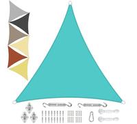 Sichtschutz Triangle Sun Shade Sail 7x7x7M, Waterproof Awning, Made of High-grade Polyester, With Free Rope, for Garden, Patio - Lake Blue