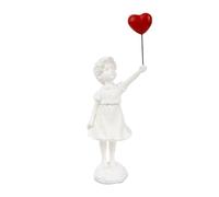 Sichuny 1 Piece Girl with Balloon Figure Living Room Study Bedroom Decoration Resin White