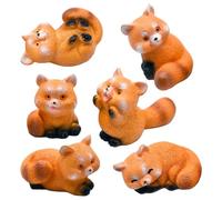 Sichuny Small Miniature Raccoon Figures 2.5cm Cartoon Mini Red Panda Figures Set Cute Resin Cake Toppers Easy to Install