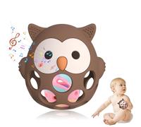 Sichy Teething Toy & Rattle for Baby - Silicone Owl Teether Mitten, Prevents Finger Sucking, Teethers for Babies