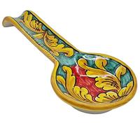sicilia bedda - Caltagirone Ceramic Spoon Rest - Various Designs - Authentic Hand Painted Product (Maioliche Red/Yellow/Green)
