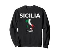 Sicilia Italia Flag Map Italian Heritage Sicily Native Sweatshirt