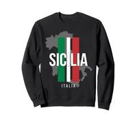 Sicilia Italia Italy Map Italian Flag Vertical Stripes Sweatshirt