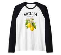 Sicilia Italian Souvenir Italy Lemons Sicily Men Women Kids Raglan Baseball Tee