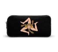 Sicilian Flag Funny Pen Case Pencil Large Pouch Stationery Bag Makeup Cosmetic Organizer for Men Women