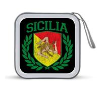 Sicilian Flag on Shield with Laurels Stylish CD Cases Storage Bags Binder 40-Capacity