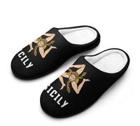 Sicilian Men's Winter Slippers Memory Foam Cotton House Shoes Anti-Slip Rubber Sole Slippers 9-10（42-43）