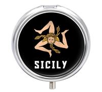 Sicilian Round Pill Organizer Portable Medicine Pill Dispensers Container for Daily Travel