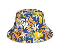 Sicilian Style Bucket Hat for Woman Men Summer Reflective Reversible Beach Sun Hats Packable Travel Outdoor Rave Accessories Fisherman's Hat Black