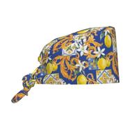 Sicilian Style for Scrub Women Men AdjustableSurgical Working Cap Sweatband Tie Back Hat