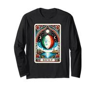 Sicilian Tarot Card With Italian Moon In Sicily Long Sleeve T-Shirt