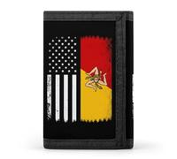 Sicilian U.S. Flag Casual Trifold Wallet for Men Slim Card Cases with 8 Slot Minimalist Purse Coin Clip