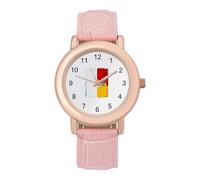 Sicilian U.S. Flag Elegant Watches for Women Pink Leather Strap Watch Wrists Ladies Gift