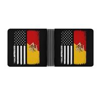 Sicilian U.S. Flag Leather Bifold Wallet for Men Slim Card Cases with 6 Slots Minimalist Coin Purse