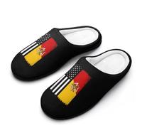 Sicilian U.S. Flag Men's Memory Foam Slippers Comfort Cotton Slip On House Shoes for Indoor Outdoor 13-14（46-47）