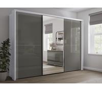 Sicily 3 Door Sliding Wardrobe 3 Door Sliding White/Havana