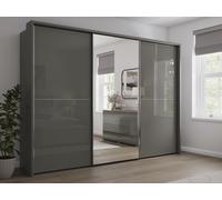 Sicily 3 Door Sliding Wardrobe 3 Door Sliding White/Havana