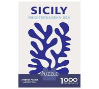 Sicily Beach Club Minimalist Art Print Jigsaw Puzzle 1000 Pieces, Romantic City Break Scene, 1000 Pieces for Adults, Travel Gift for Adults, Screen-Free Fun, 70x50cm/1000pcs