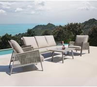 Modish Furnishing Sicily Beige Aluminium 5 Seater Sofa Set With Beige Cushions Modish Furnishing Beige