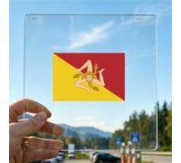 Sicily Island Sicilia Sicilian Flag Italian Italy Car Sticker Decal Vinyl Clear Background - 4 Pack 7.6cm 10.2cm 12.7cm 15.2cm - for Bumper Window Laptop Removable Waterproof