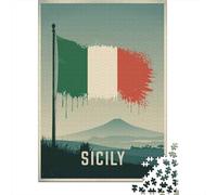 Sicily Italian Flag 1000 Piece Jigsaw Puzzle for Adults, 70x50cm/1000pcs, January Puzzle Activity, Relaxing Home Time And A Fresh Start
