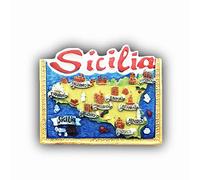 Sicily Italy 3D Map Refrigerator Magnet Resin Travel Souvenirs,Handmade Home & Kitchen Decoration Sicily Fridge Magnet Collection Gift