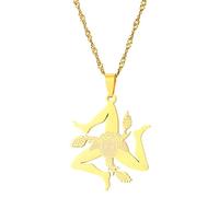 Sicily Italy Cities Flag Pendant Necklaces Silver Color Gold Color Italian Sicilia Jewelry Couple fashionable high-end accessories (Model 1)