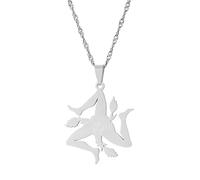 Sicily Italy Cities Flag Pendant Necklaces Silver Color Gold Color Italian Sicilia Jewelry Couple fashionable high-end accessories (Model 2)