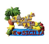 Sicily Italy Creative Attractions Food Map Refrigerator Magnet Travel Souvenir 3D Fridge Decoration Magnetic Sticker Craft Collection