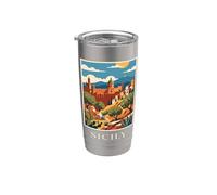 Sicily Italy Mediterranean Coastal Travel Art Stainless Steel Insulated Tumbler