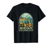 Sicily Italy Travel Art Emblem Vintage T-Shirt