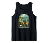 Sicily Italy Travel Art Emblem Vintage Tank Top