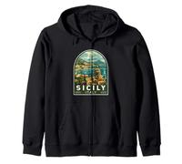 Sicily Italy Travel Art Emblem Vintage Zip Hoodie