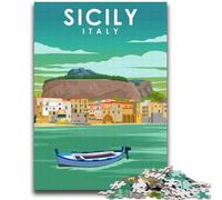 Sicily Italy Travel Poster Jigsaw Puzzles for Adults,for Educational Game Challenge Toy for Is Ideal As A Gift for The Whole Family (38x52cm)