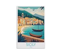 Sicily Italy Vintage Travel Posters Landscape 20x30inch(50x75cm) Canvas Print for Living Room, Bedroom, Dorm, Home, Office Wall Decoration