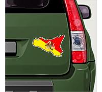 Sicily Sicilian Map-Flag Italy 4.3" (110mm) Vinyl Bumper Sticker, Decal