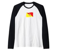 Sicily Signature Flag Pole - Elegant Patriotic Sicilian Flag Raglan Baseball Tee
