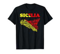 Sicily souvenir with map and names of Sicilian cities, Italy T-Shirt